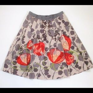 Floreat Glowing Leaf Pleated Floral Skirt